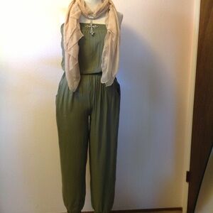 Elegant Olive Green Jumpsuit